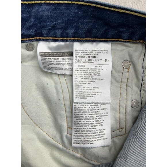 Levi’s 514 Jeans Men 32x34 (Actual 31x33) Blue Straight Distressed Whiskers - Picture 8 of 10